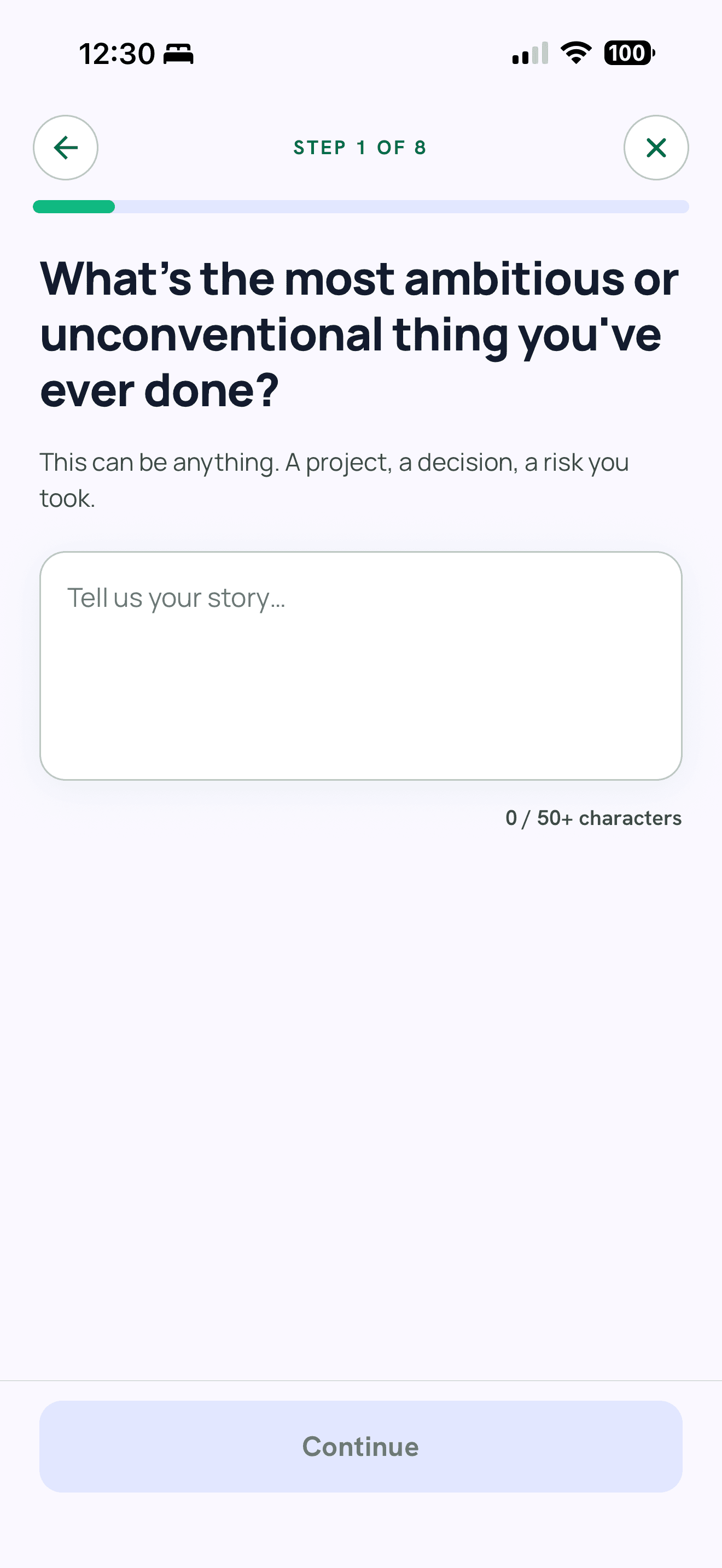 Vizra onboarding quiz, step 1 of 8